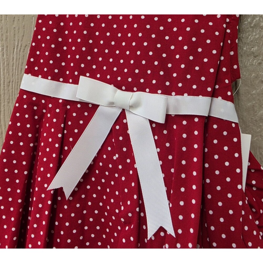 Vintage Rare Editions Polka Dot Dress Size 3T Red With Hat Peter Pan Collar NWT - Picture 5 of 6